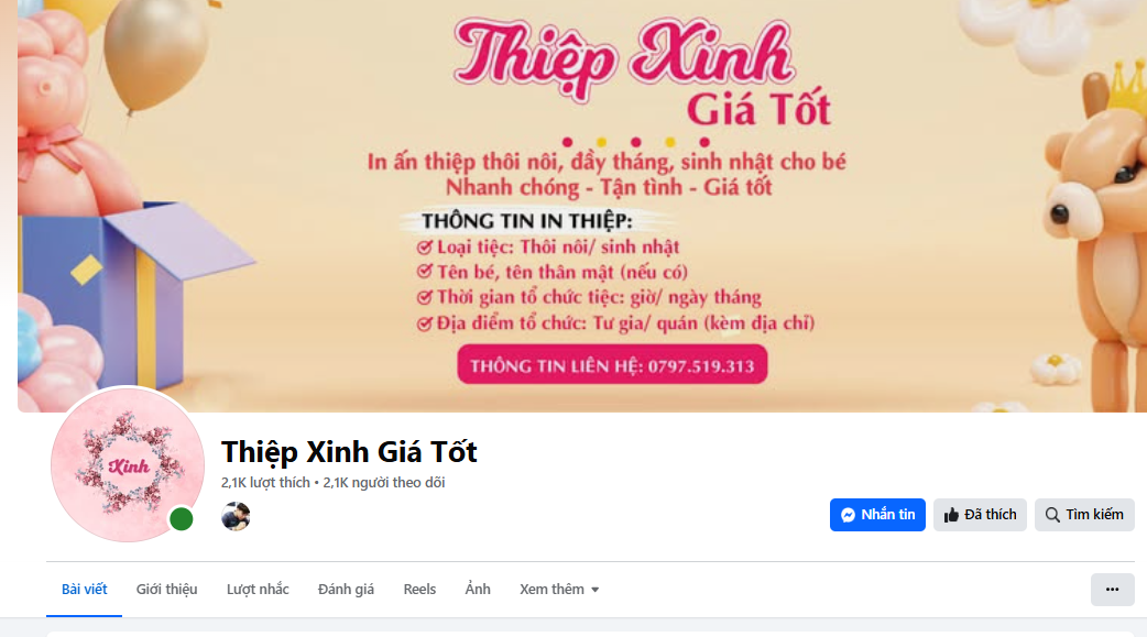 Fanpage thiệp xinh giá tốt