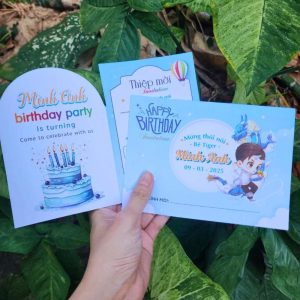 Thiệp mời thôi nôi, sinh nhật, đầy tháng cho bé trai thiệt ngầu