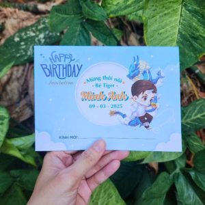 Thiệp mời thôi nôi, sinh nhật, đầy tháng cho bé trai thiệt ngầu