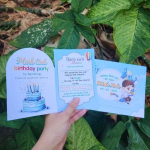 Thiệp mời thôi nôi, sinh nhật, đầy tháng cho bé trai thiệt ngầu