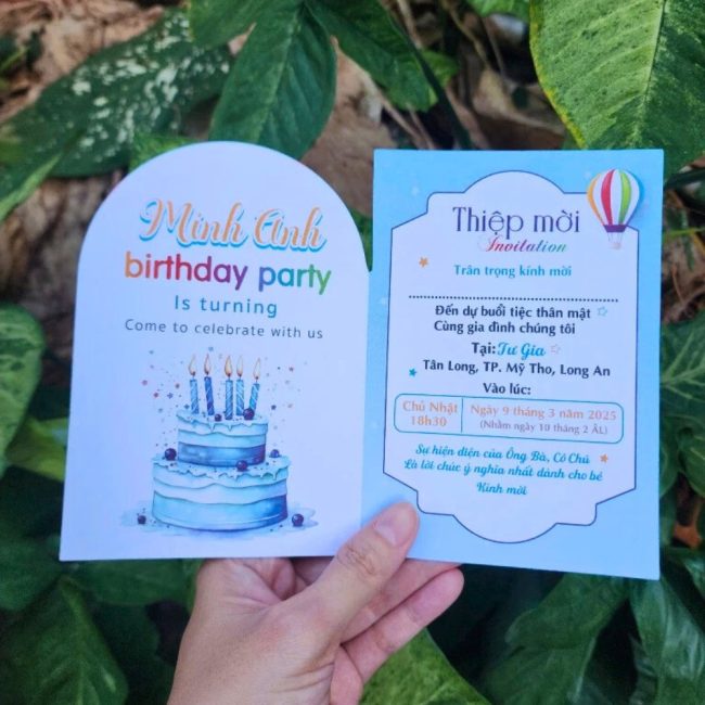 Thiệp mời thôi nôi, sinh nhật, đầy tháng cho bé trai thiệt ngầu