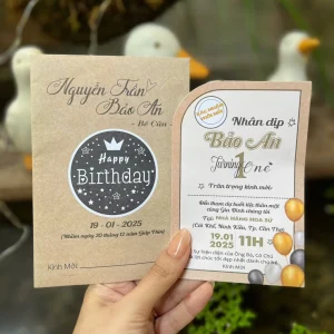 Thiệp mời thôi nôi, sinh nhật, đầy tháng cho bé trai/bé gái đơn giản sang trọng
