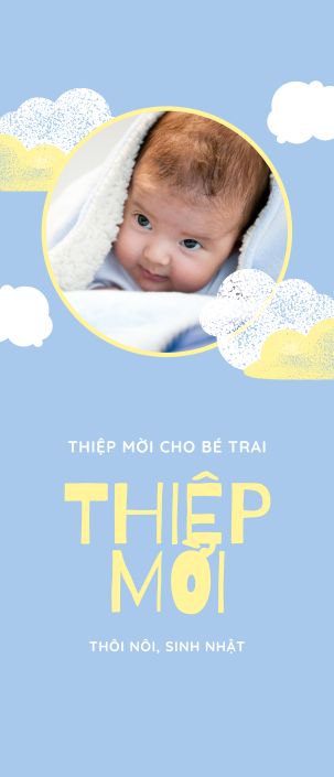 Thiệp mời thôi nôi sinh nhật dành cho bé trai