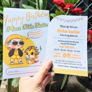 Thiệp sinh nhật thôi nôi dành cho bé trai