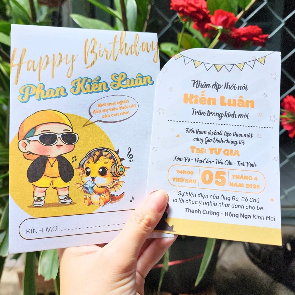 Thiệp sinh nhật thôi nôi dành cho bé trai