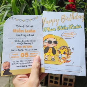 Thiệp sinh nhật thôi nôi dành cho bé trai