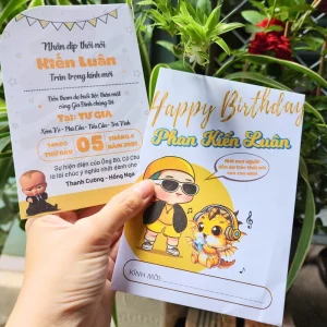 Thiệp sinh nhật thôi nôi dành cho bé trai