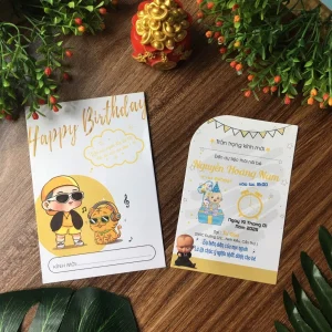 Thiệp sinh nhật thôi nôi dành cho bé trai