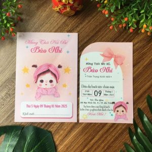 thiệp thôi nôi sinh nhật cho bé gái