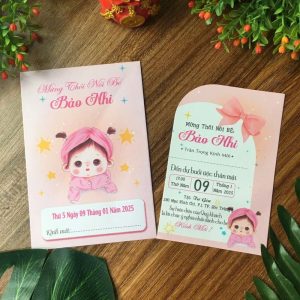 thiệp thôi nôi sinh nhật cho bé gái