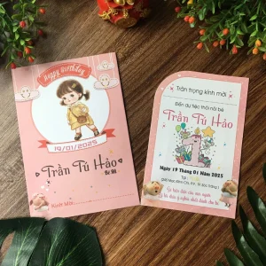Thiệp thôi nôi, sinh nhật, đầy tháng cho bé gái