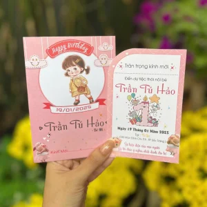 Thiệp thôi nôi, sinh nhật, đầy tháng cho bé gái