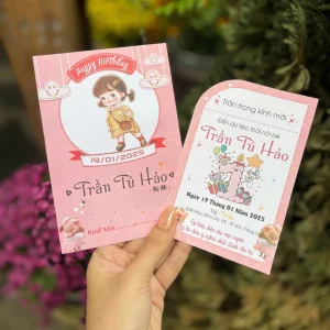 Thiệp thôi nôi, sinh nhật, đầy tháng cho bé gái