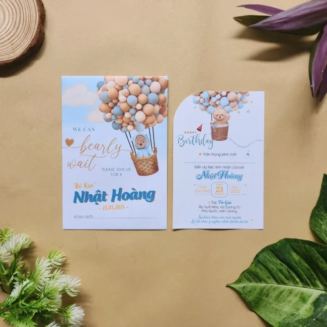 Thiệp thôi nôi sinh nhật cho bé cực cute