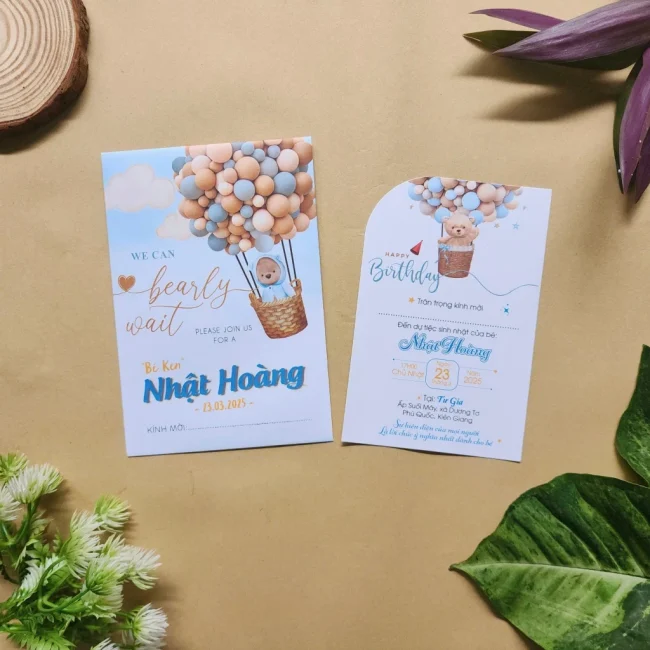 Thiệp thôi nôi sinh nhật cho bé cực cute